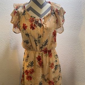 Xhilaration Floral Dress with Red and Cream